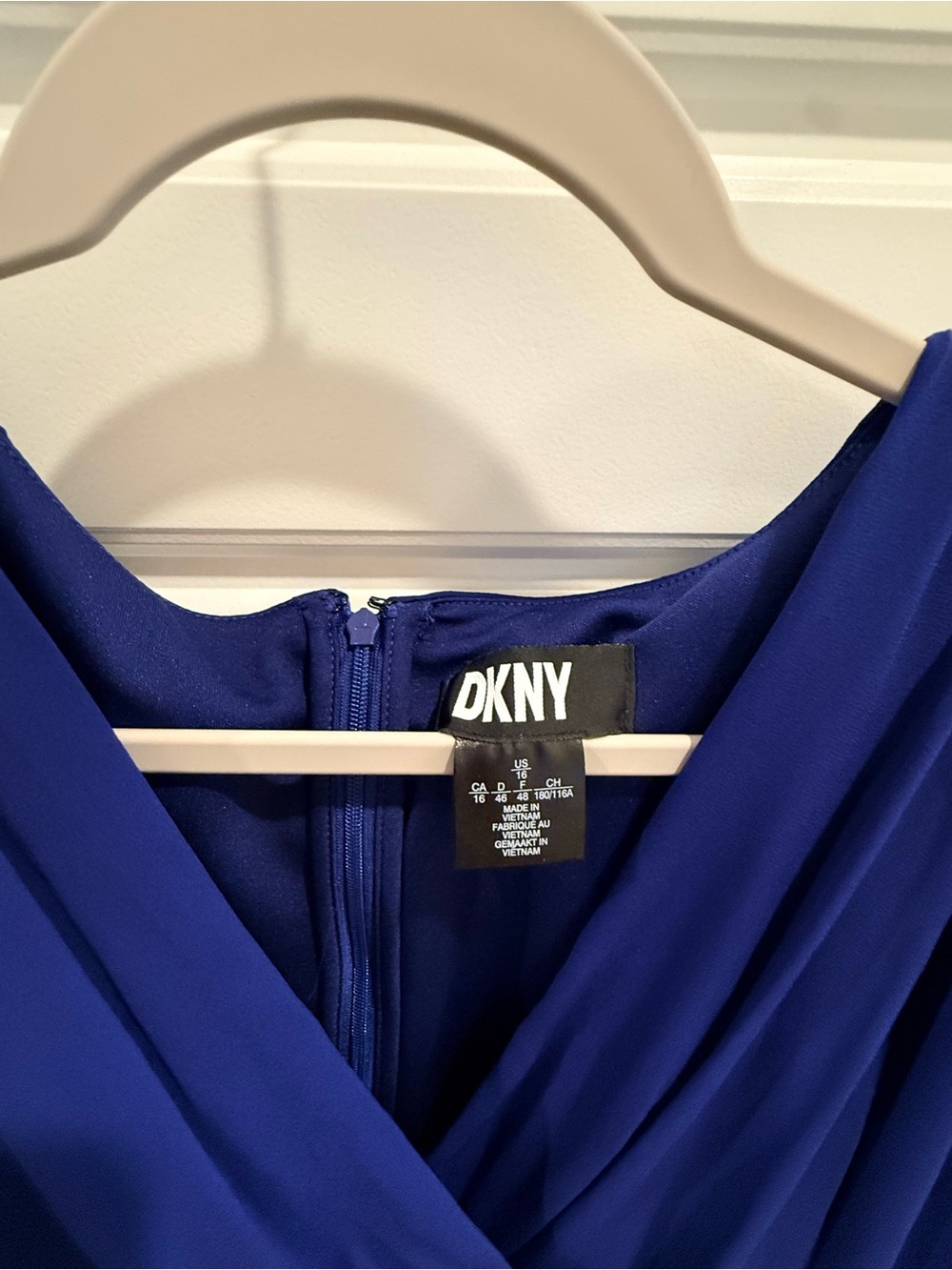 Dkny Electric Blue Faux-Wrap Midi Dress - Picture 3 of 4